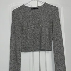 Gray crop long sleeve Zara sweatshirt